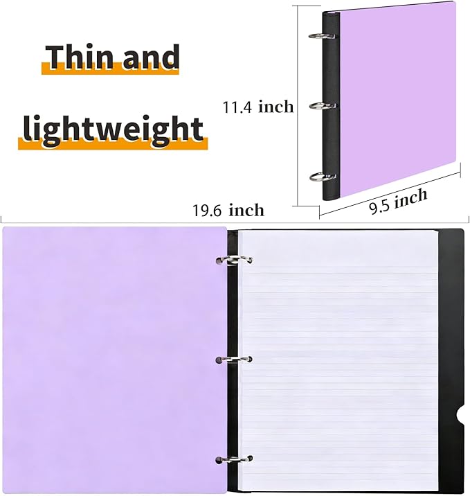 360° Pivotable 3 Ring Binder, Soft 1 inch Binders 3 Ring, Flexible Thin Soft Three Ring Binder Fits 8.5" x 11", for Home, School and Office-Purple