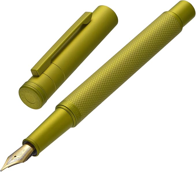 Asvine Mustard Yellow Forest Fountain Pen Extra Fine Nib, Classic Design with Converter and Metal Pen Case, The Light of Hope Serise