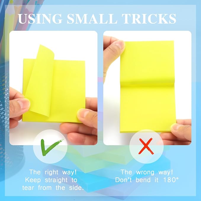 Early Buy Sticky Notes 3 in x 3 in, 8 Bright Color 8 Pads, 55 Sheets/Pad | Bright Color Self-Stick Note For Daily Reminders, Home, Office