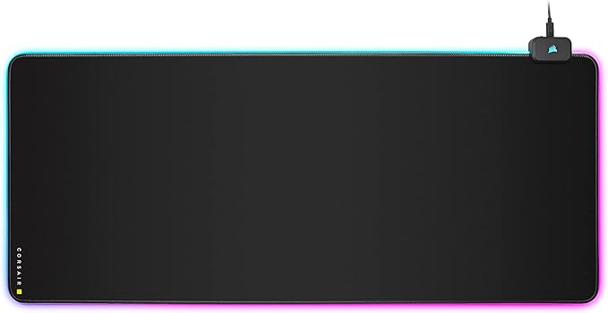 Corsair MM700 RGB Extended Cloth Gaming Mouse Pad - 36.6" x 15.8" - 360° RGB Lighting - Two USB Port Hub - Thick Rubber - Black