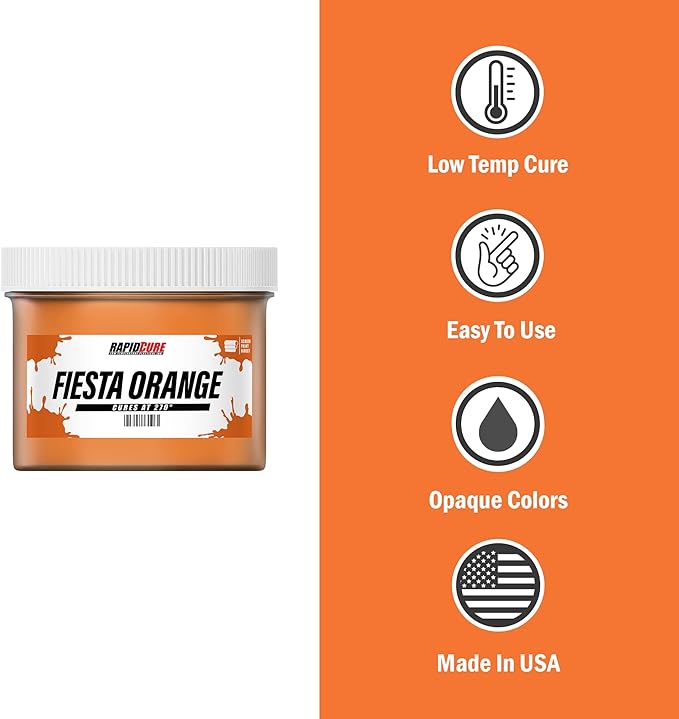 Rapid Cure® Screen Printing Ink Fiesta Orange (Gallon - 128oz.) - Plastisol Ink for Screen Printing, Fast Curing Fabric Paint - Screen Print Direct®, USA Made
