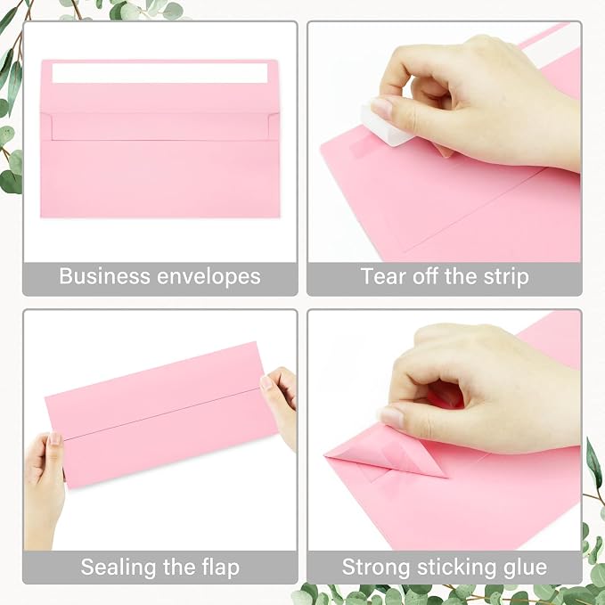 50 Pack #10 Colored Envelopes Letter Size Self Seal Business Envelopes | Colorful Security Mailing Envelopes, 4 1/8 x 9 1/2 Inches