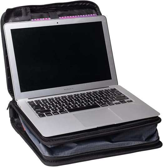 Case-it 2 Inch 3 O-Ring Zipper Binder with Padded Laptop Case Workstation, Shoulder Strap, LT-117, Black