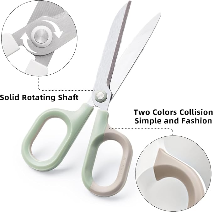 Multipurpose Scissors, Comfort-Grip Handles Sharp Scissors for Office Home School Craft Sewing Fabric Supplies (6", Green)