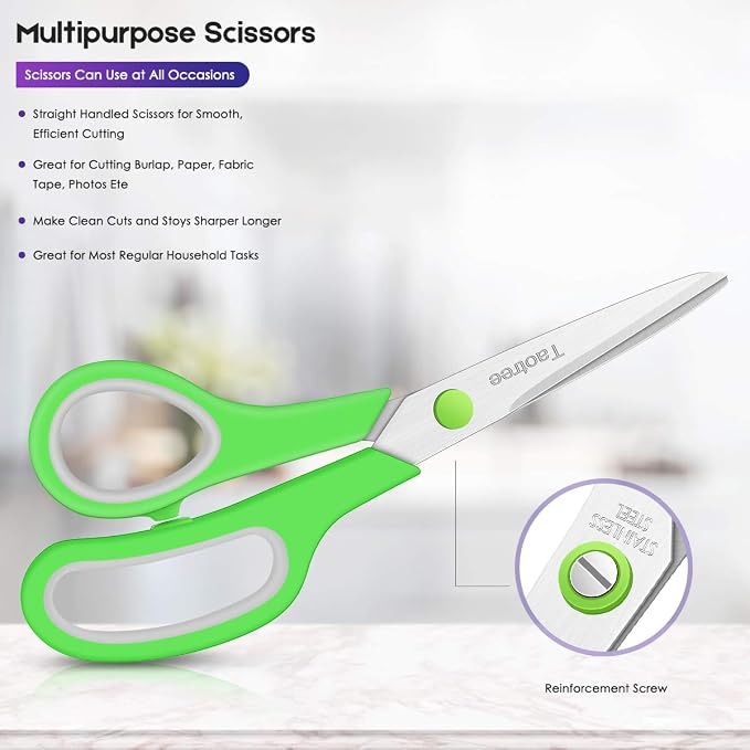 Scissors Bulk Set 40-Pack, Taotree 8" All Purpose Scissors for School | Comfort-Grip Sharp Shears for School Supplies Office Desk Home, Classroom Teacher Sewing Fabric Craft, Right/Left Handed