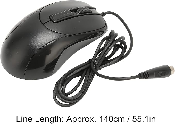 Sanpyl Round Port Optical Mouse, Wired 3 Buttons High Accuracy Ergonomic with Interface for Old PC Desktop Office, 140cm Wired Mouse