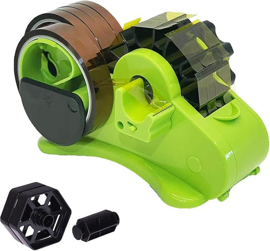 Green Multi-Roll Heat Tape Dispenser Sublimation 1" and 3" Core Double Reel Cores Sublimation for Heat Transfer Tape, Semi-Automatic Tape Dispenser with Compartment Slots