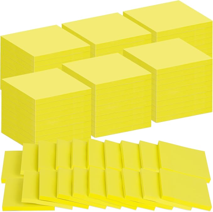 60 Pack Yellow Sticky Notes 3x3 Inch Bulk Self Stick Memo Pads | 75 Sheets Per Pad, 4500 Total Sheets, Adhesive Notes, Office, School, Teachers, Meetings, To Do Lists, Reminders