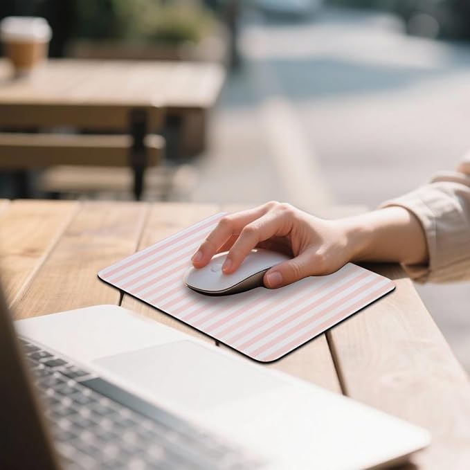 Mouse Pad for Desk with Stitched Edge, Premium Cute Washable Mouse Pads. Computer Mousepad with Non-Slip Rubber Base, Mousepads for Laptop, 9.25x7.75x0.12 inch (Sunwashed Stripes)