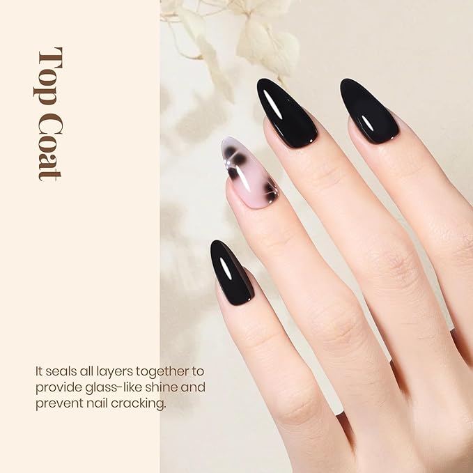 beetles Gel Polish No Wipe Gel Top Coat - Clear Color Top Coat Gel Nail Polish Shine Finish and Long Lasting, Soak Off Nail Lamp, 15ml Spring Nails Gifts for Women