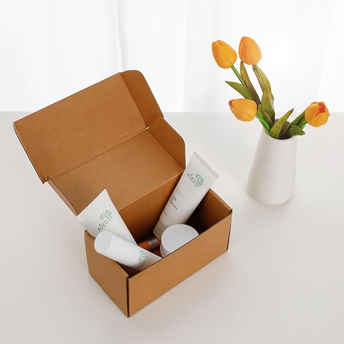 Small Shipping Boxes 8x4x4 Inches - Kraft Brown Corrugated Cardboard Boxes (20-Pack) for Mailing, Packing, Small Business & Gift Packaging - Recyclable & Sturdy