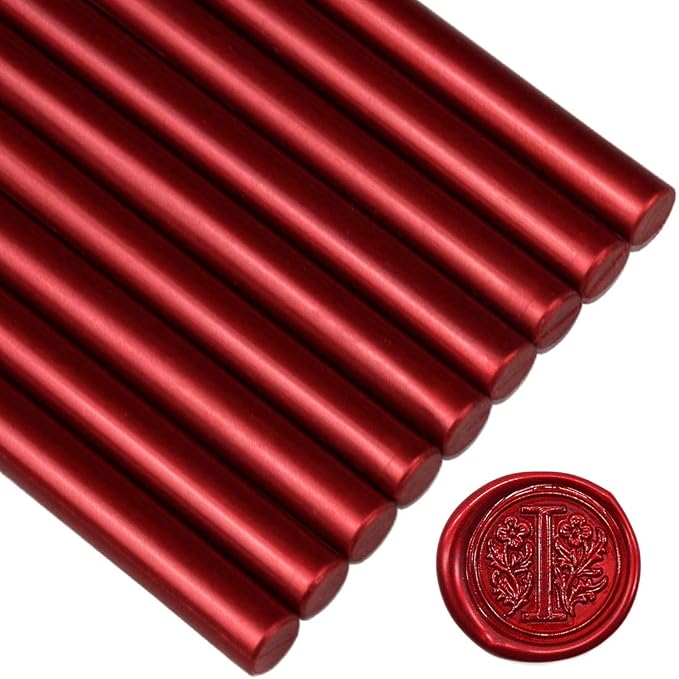 Sealing Wax Sticks for Large Glue Gun, Sparkles Blood Red - Pack of 12 | 0.4-inch diameter, For Sealing Thanks Card, Envelope, Event Party Invitation, Gift Wrapping, Hallowen Decors, Wine Bottle
