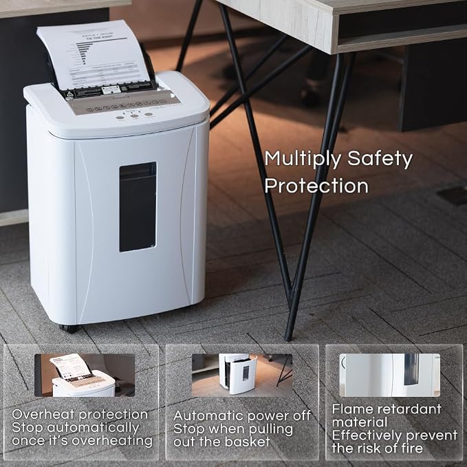 150-Sheet Auto Feed Paper Shredder for Home Office | High Security Micro Cut Shredders/30 Min Commercial Heavy Duty Shredder with 4 Casters/ P4 Security Level & 6.6 Gallon Bin