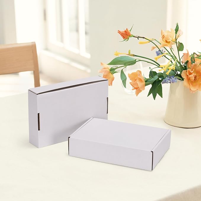 HORLIMER 40 Pack 9x6x2 Shipping Boxes, White Corrugated Cardboard Box for Mailing, Packaging, Small Business