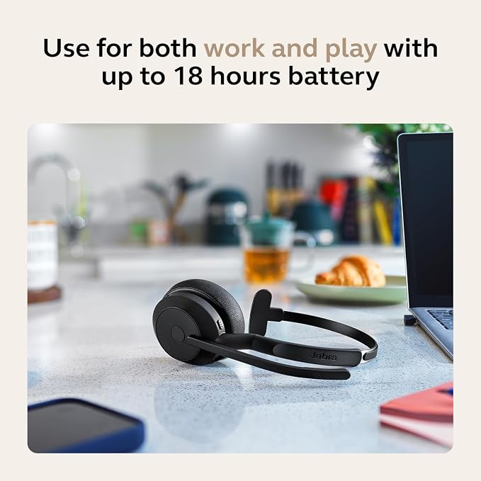 Jabra Evolve2 55 Mono Wireless Headset - Features AirComfort Technology, Noise-Cancelling Mics & Active Noise Cancellation - MS Teams Certified, Works with Other Platforms - Black