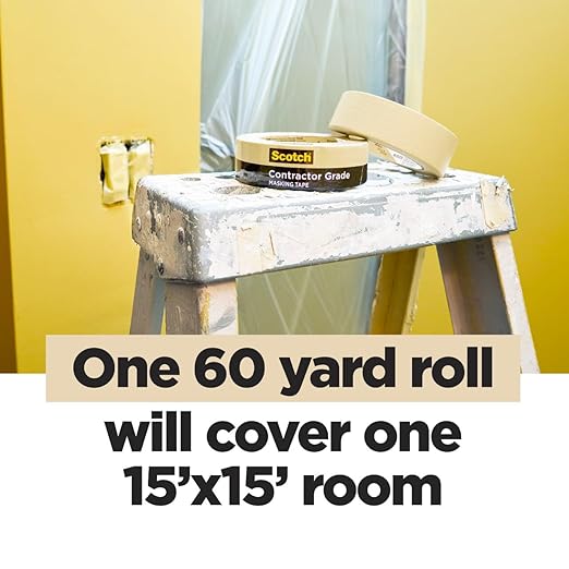 Scotch Painter's Tape Contractor Grade Masking Tape, (6 Rolls per Pack/3 Pack), 1.88 in x 60.1 yd, Holds to Surfaces for Up to 3 Days, Interior & Exterior Use (2020-48TP6) 18 Count