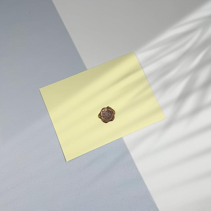 50 PCS Light Yellow Colorful A7 Envelopes with Stickers, 5x7 Envelopes for Greeting Cards, Great for Invitations, Wedding Invitation, Birthday, Baby Shower, Graduation