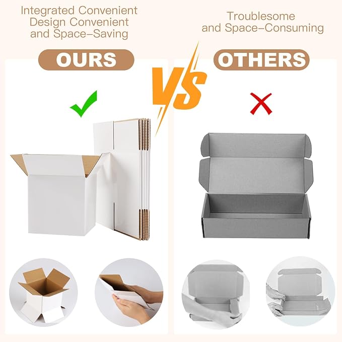 Shipping Boxes,8x6x4inches 40 PCS Shipping Boxes,White Corrugated Cardboard Boxes for Packing, Mailing, Moving,Gifts & Storage,Heavy-Duty（White ）