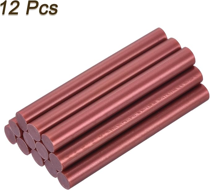 uxcell 12pcs Mini Hot Glue Sticks for Glue Gun 7/16 x 4 Inch Large Glue Sticks, 11 x 100mm Burgundy Red