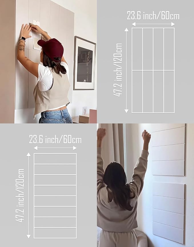 24"x47" Large Cork Board Alternative – 8 Pack Shiplap Felt Wall Tiles with Safe Removable Adhesive Tabs | Felt Bulletin Board for Walls Pin Board for Office, Home, Classroom, Kids Room - Blue Marble