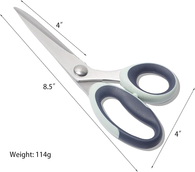 8.5" Multipurpose Heavy Duty Sharp Scissors, Blue With Cover | Soft Grip Handle, Suitable for Households, Offices and Arts and Crafts, Leather Protective Cover