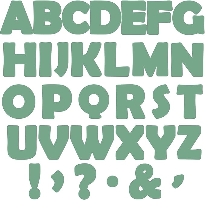 Qyeahkj 150PCS Large 7" Font Bulletin Board Letters and Punctuation Cutouts Set Green Eucalyptus Alphabet Combo Pack Decoration for Classroom Bulletin Board Display Wall Home School Poster Decor