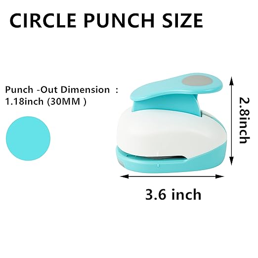 1.18 inch Circle Punches 30mm Hole Punch Circle Cutter for Paper Crafts Scrapbooking Handmade Paper Punch Paper Circles Greeting Cards,Cardstock, DIY Albums Photos,Card Making 30mm Circular