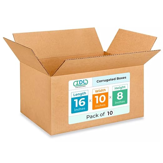 Medium Moving & Shipping Boxes 16x10x8 inches (10-Pack) - Extra Strength 200 lb vs Regular - Corrugated Cardboard Boxes Moving - Medium Moving Box for USPS, FedEx - Carton Box by IDL Packaging | Extra Strength 200 lb vs Regular - Corrugated Cardboard B...