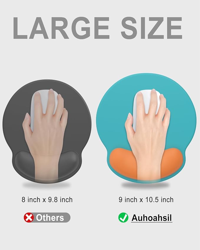 Auhoahsil Ergonomic Mouse Pad with Wrist Rest, Comfortable Silicone Non-Slip Computer Pain Relief Gel Mouse Mat with Wrist Support for Gaming, Work, Office, Women & Men, Cute Pattern, Teal Orange