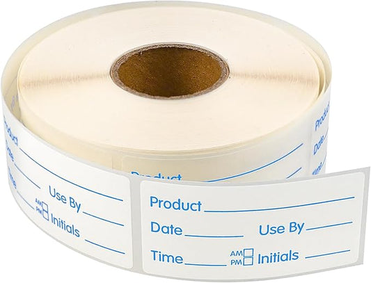 L LIKED 500 Stickers Use by 1 x 2 Inch Blue Dissolvable Food Storage Labels for Containers