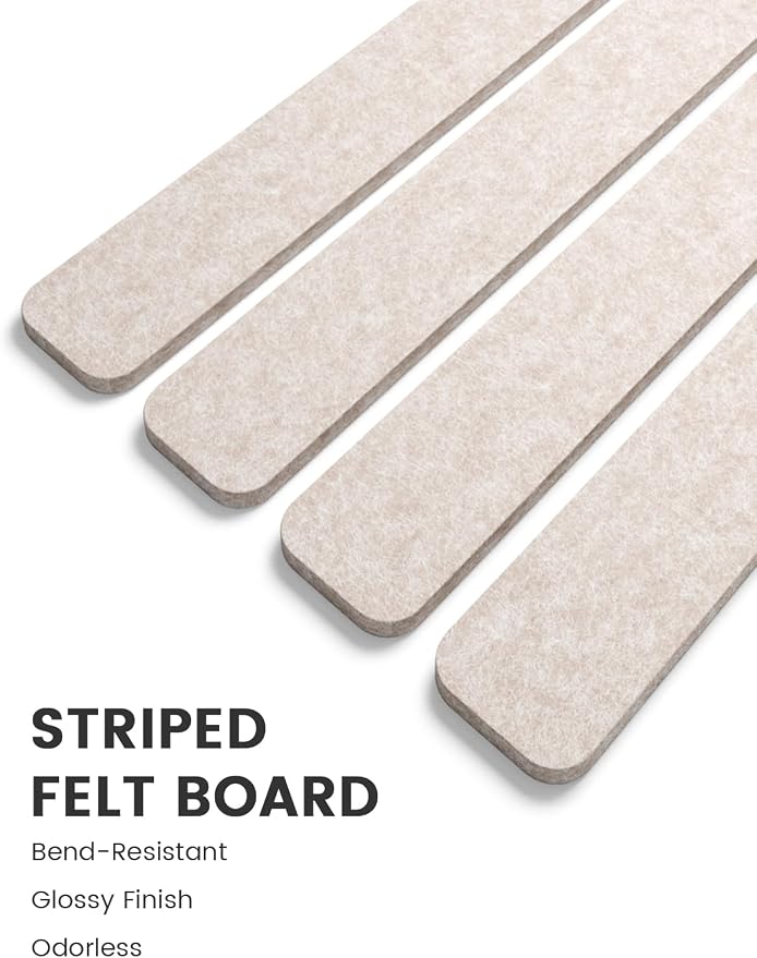 Fluxynara 13" x 2" Felt Wall Panels, Oatmeal | 5-Pack Includes 35 Push Pins and Adhesive Tabs for Photos, Notes and Decor in Bedroom Doors, Home Office or Studios