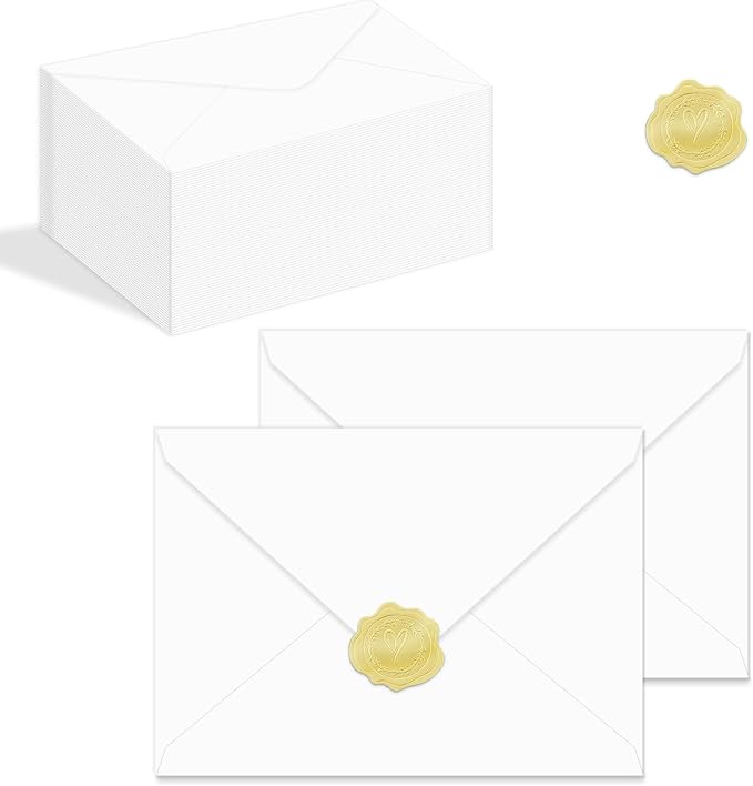 A2 Envelopes White Thick Invitation Envelopes 4.375"x5.75" 100 Pack | V-Flap Protecting Privacy,for 4x5 Photos,Cards,Wedding Graduation Birthday,Party,Announcements,Baby Shower,with Stickers