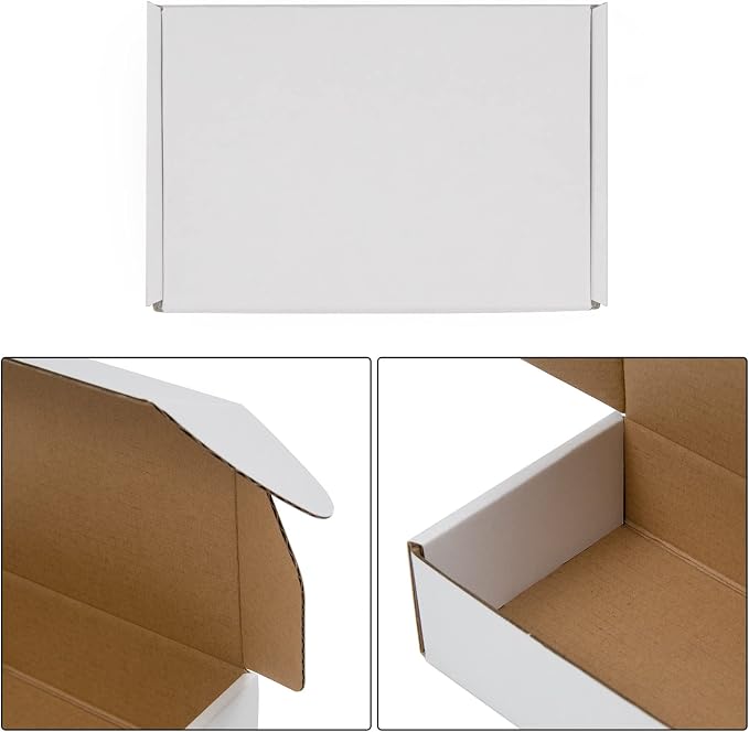 6x4x2 Inches Shipping Boxes Pack of 25, White Corrugated Cardboard Boxes for Small Bussiness