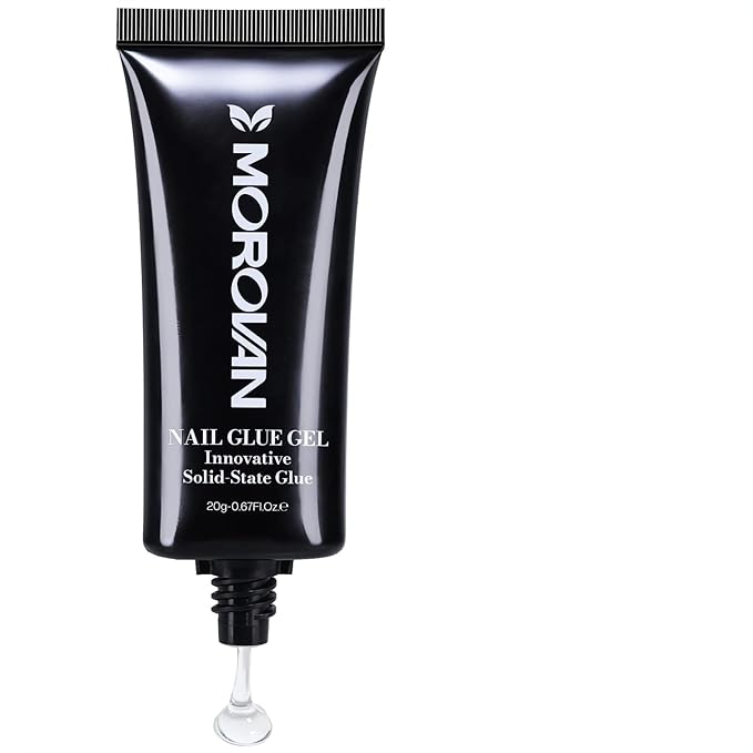 Morovan Solid Nail Glue Gel: Strong Solid Nail Glue Gel for Acrylic Fake Nails Tips Extension Press On Nails Long-Lasting Strong Adhesion Lamp Curing Needed