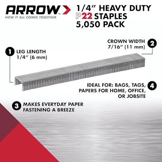 Arrow Fastener 224 Genuine P22 1/4-Inch Staples, 5,050-Pack Pack of 4