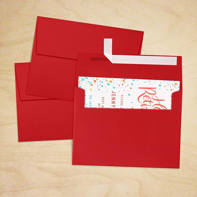 LUXPaper A7 Invitation Envelopes | Peel & Press | 5 1/4" x 7 1/4" | Ruby Red | 80lb. Text | 50 Qty
