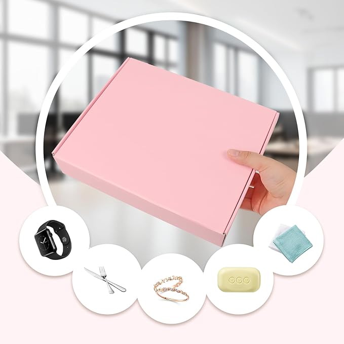 10x8x2 Pink Shipping Boxes 30 Pack, Mailing Boxes for Small Business, Corrugated Cardboard Literature Mailers