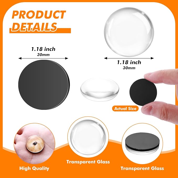 Aertiavty 120 Pcs Fridge Magnets Making Kit, 1.2 Inch Glass Magnets for Refrigerator, Locker, Whiteboard, Office, Kitchen, Decorative Magnet (60 Round Magnet+60 Glass+Clear Adhesive Dots)