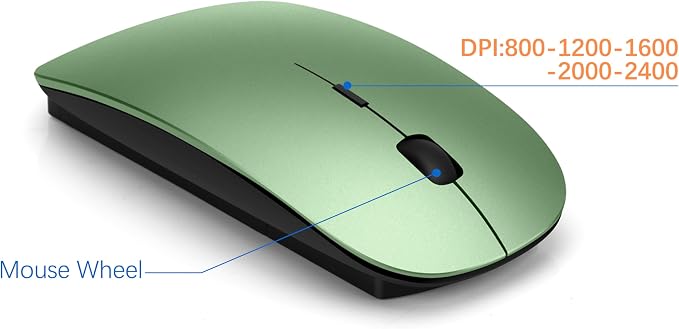 Wireless Keyboard and Mouse Ultra Slim Combo, TopMate - Green Black | 2.4G Silent Compact 2400DPI Mouse and Scissor Switch Keyboard Set with Cover, Batteries Included, for PC/Laptop/Windows/Mac