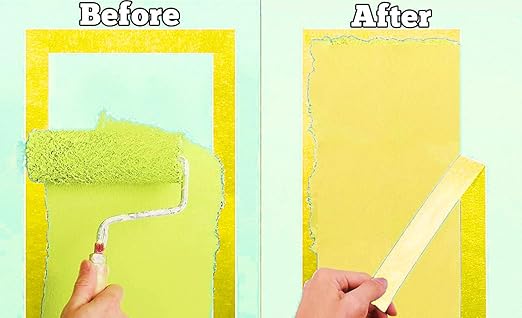 3 Pack Yellow Painters Tape - Masking Tape 1 Inch Wide - Multi-Surface, Smart Adhesion, Indoor & Outdoor - 270FT Total - Paint Tape for DIY, Labeling, Art, Car, General Purpose (#3910)