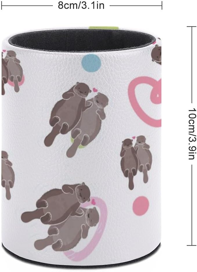 Sea Otter Pen Holder Pencil Cup for Desk Organizer | Cute Makeup Brush Holder PU Multifunctional Office Suppliesfor Decor Home Classroom School