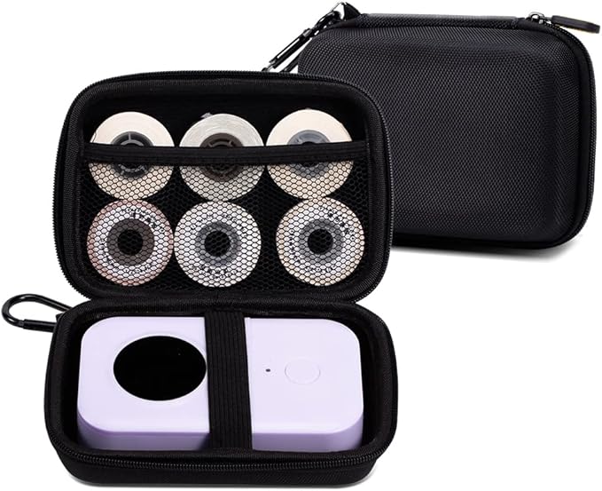 Phomemo Hard Carry Label Printer Case- Mini Label Maker Cover D30/P21/M110/M02/T02 Bluetooth Label Maker, Black