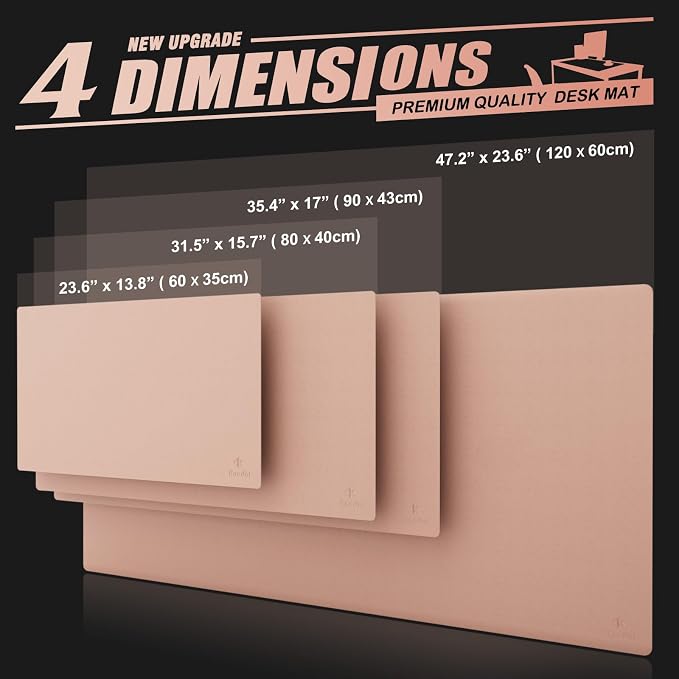 K KNODEL Small Office Desk Mat, Leather Mouse Pad (23.6"x13.8", Pink) | Desk Pad, Keyboard Pad, Computer and Laptop Mat, Desktop Protector and Cover, Writing Pad and Blotter for Home Office