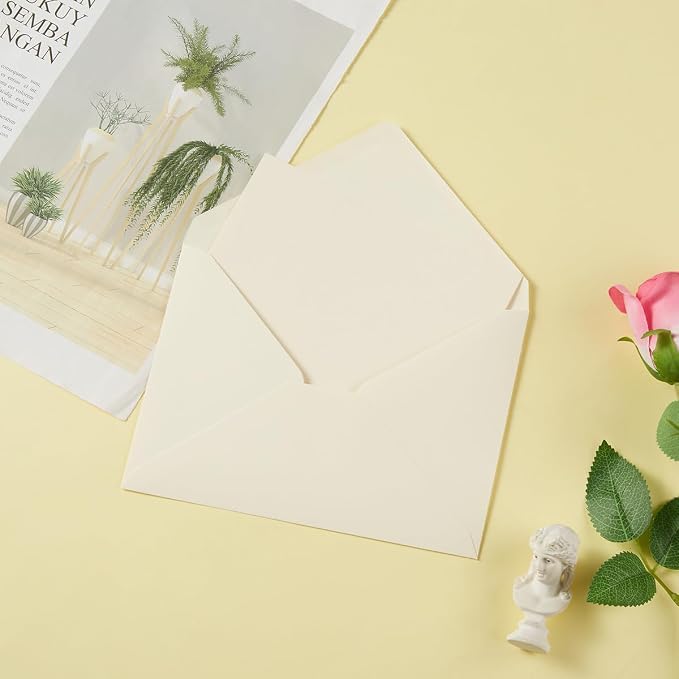 50 Pack A6 Envelopes with Stickers Cream Color, 6 1/2 x 4 3/4 Inches | 4x6 Envelopes For 4 x 6 Greeting Cards, Birthday Party, Photos, Baby Shower and Wedding Invitations
