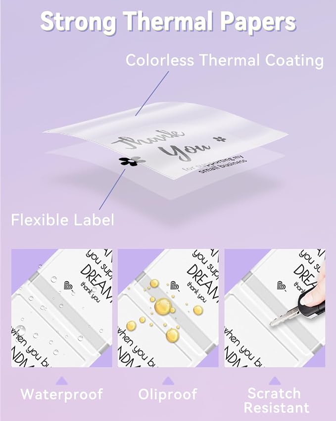 Phomemo Clear Labels 3 Rolls, 1.57"x1.18", for M110/M100/M220/M108, 960 PCS | Transparent Square Labels 40×30mm Thermal Stickers Labels for Kids & School, Barcode, Logo, Business, Home,Organization