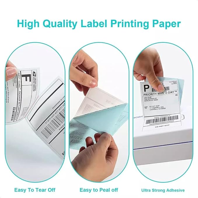 4" x 6" Direct Thermal Labels Roll, 450 Per Stack, White Perforated Shipping Labels Compatible with Zebra, Elton Printers(12 Rolls)
