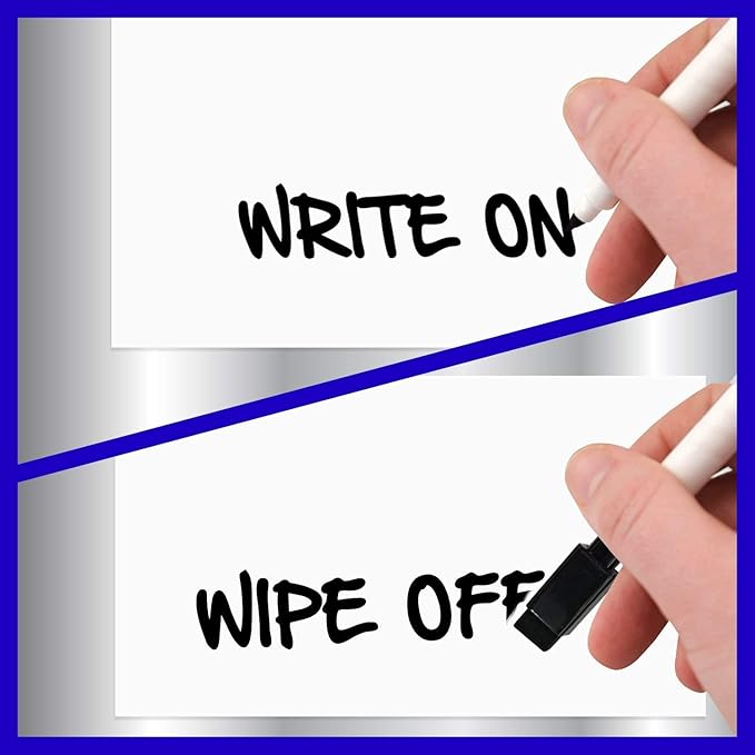 Flexible Magnets Dry Erase Markers - Magnetic Whiteboard Markers with Cap Mounted Eraser - Markers For Dry Erase Board - Fine Tip Marker For Whiteboard Low Odor (50)