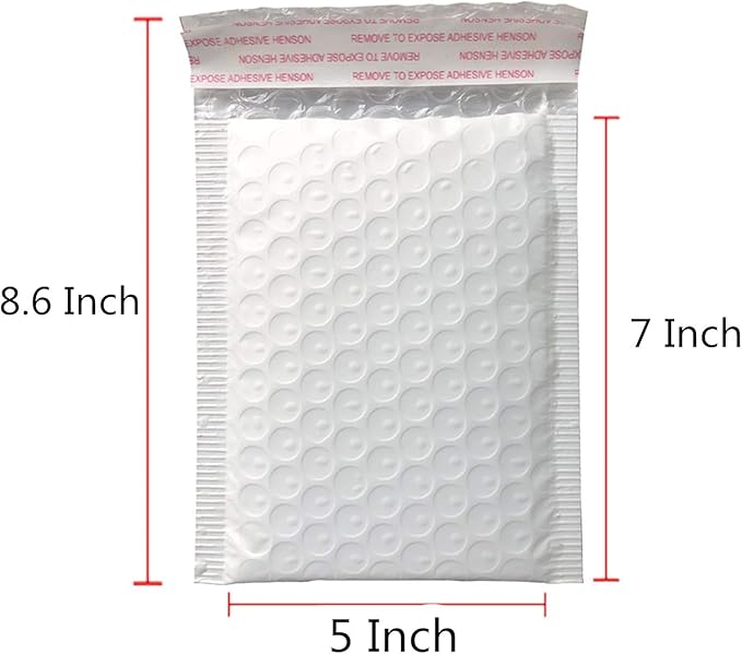 5x7 Inch White Poly Bubble Mailers Padded Envelopes Self-Sealing Shipping Bags 100 Pack