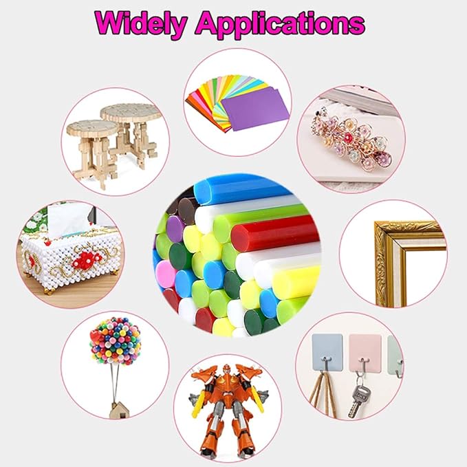 Ewparts 50PCS Hot Glue Sticks for Hot Glue Gun 7mm Glue Gun Sticks Opaque Color Glue Sticks for Glue Gun Colored Mini Hot Melt Glue Sticks Color Mini Glue Sticks Multipurpose for Art & Craft Project