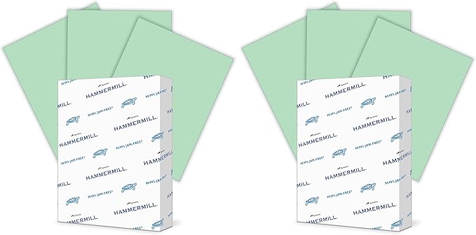 Hammermill Colored Paper, 24 lb Green Printer Paper, 8.5 x 11-1 Ream (500 Sheets) - Made in the USA, Pastel Paper, 104380R (Pack of 2)